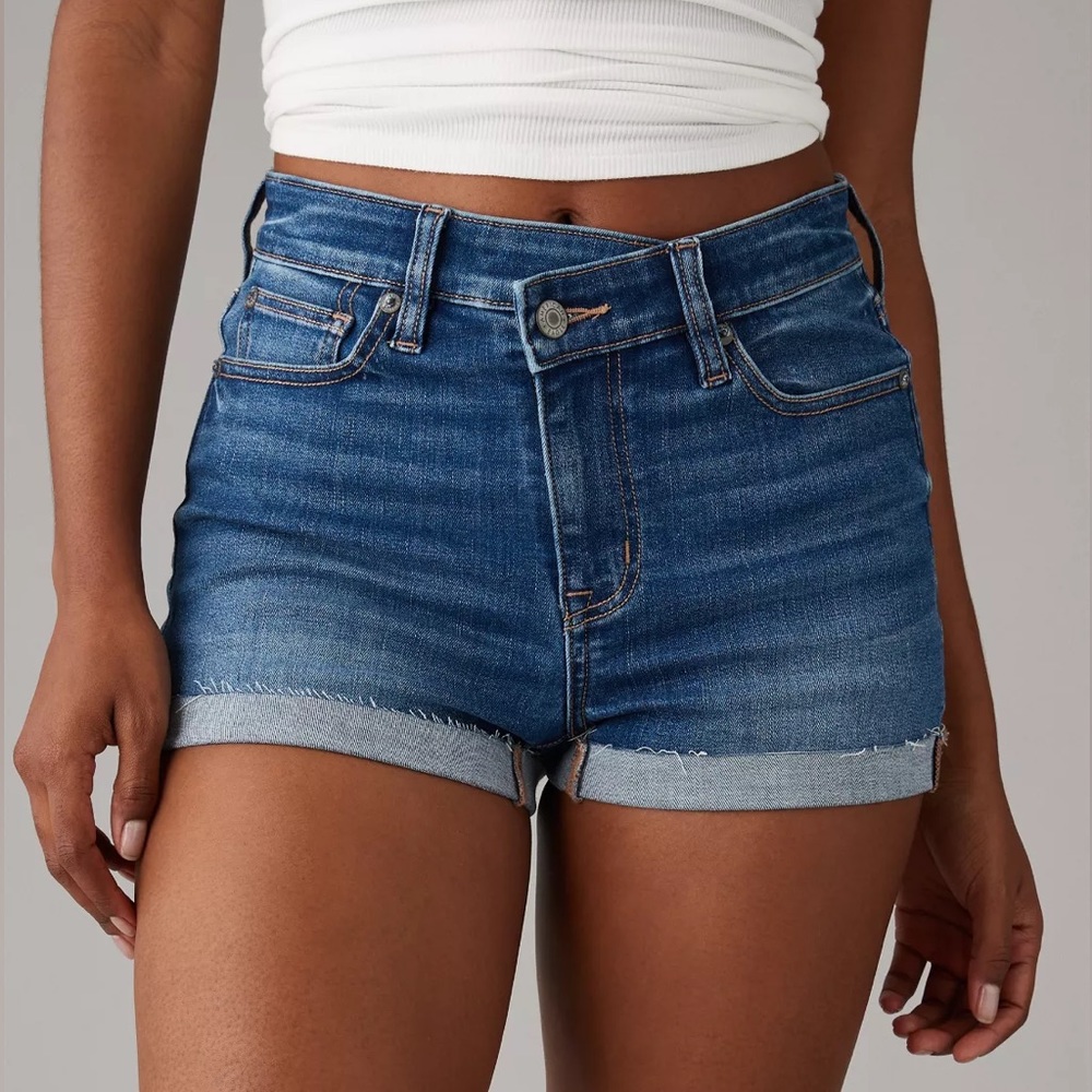 🦅American Eagle Next Level High-Waisted Denim Short Short